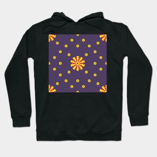 Yellow and Cerise Dahlia and Daisies on a Deep Purple background Hoodie